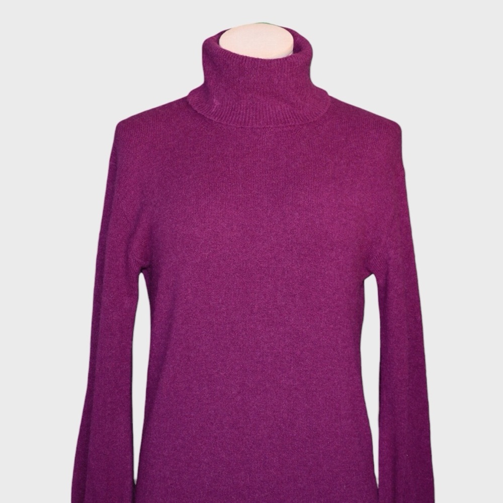 J Crew Purple Turtleneck Sweater Dress Long Balloon Sleeve - Picture 5 of 8